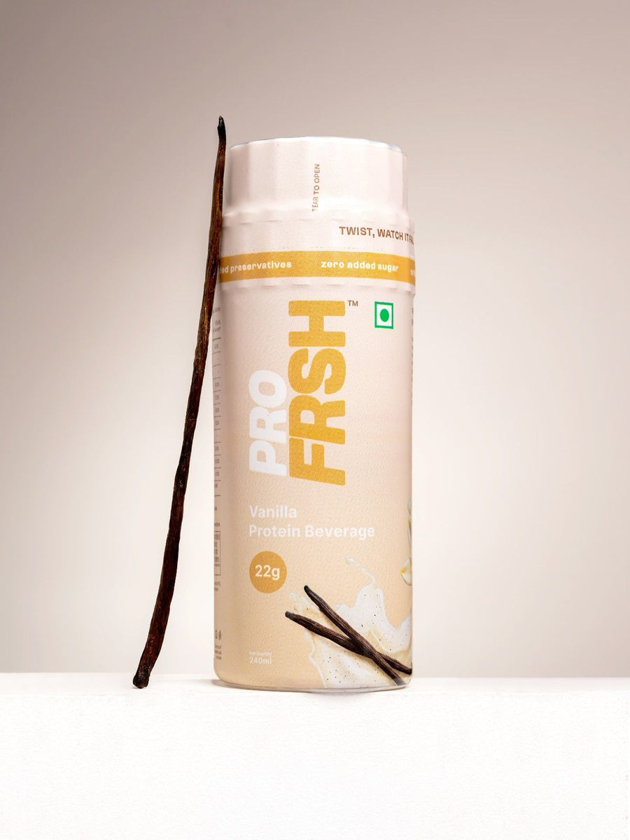PROFRSH Vanilla protein milkshake bottle with a vanilla pod